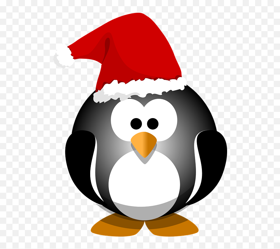 Free Cold Winter Vectors - Penguin With Santa Hat Clipart Emoji,Unicorn Emoticon