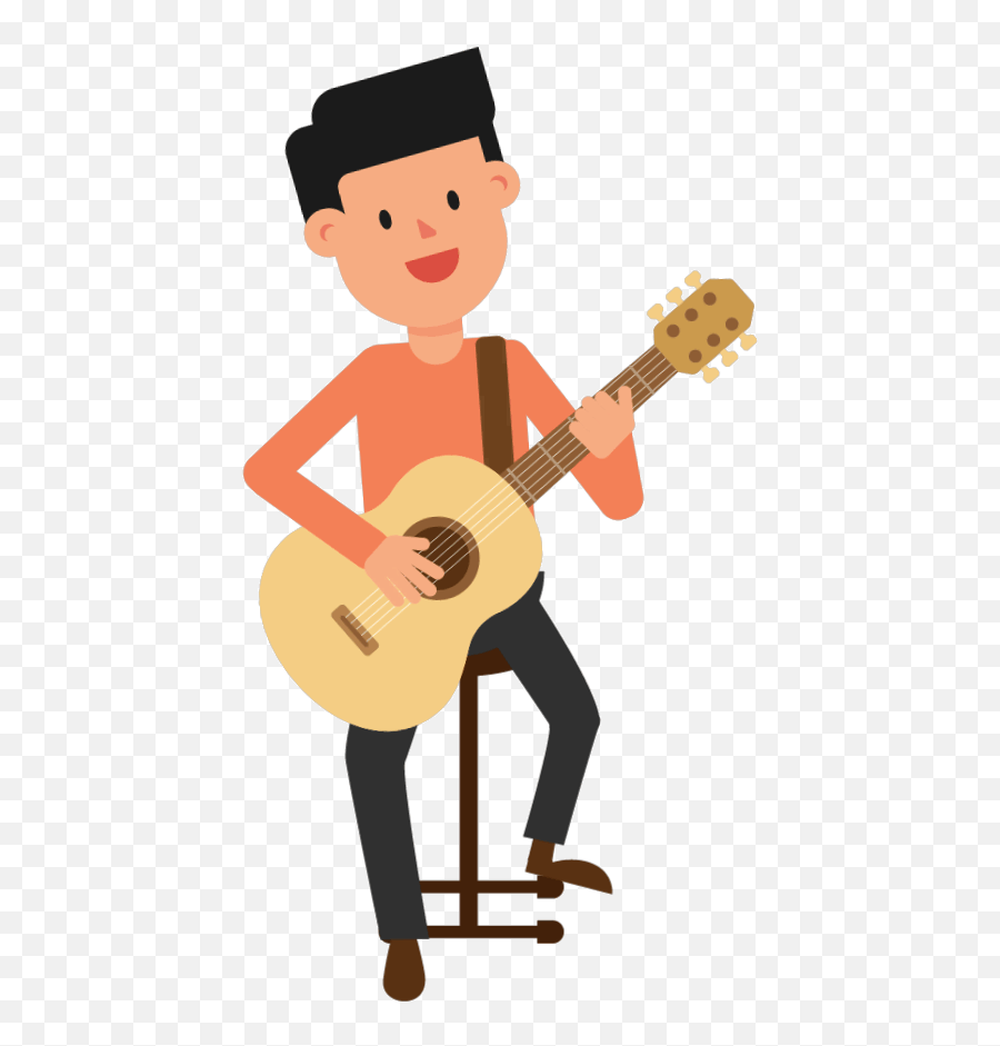 Man Playing Guitar Sitting - Man Playing Guitar Cartoon Emoji,Emoji Guitar