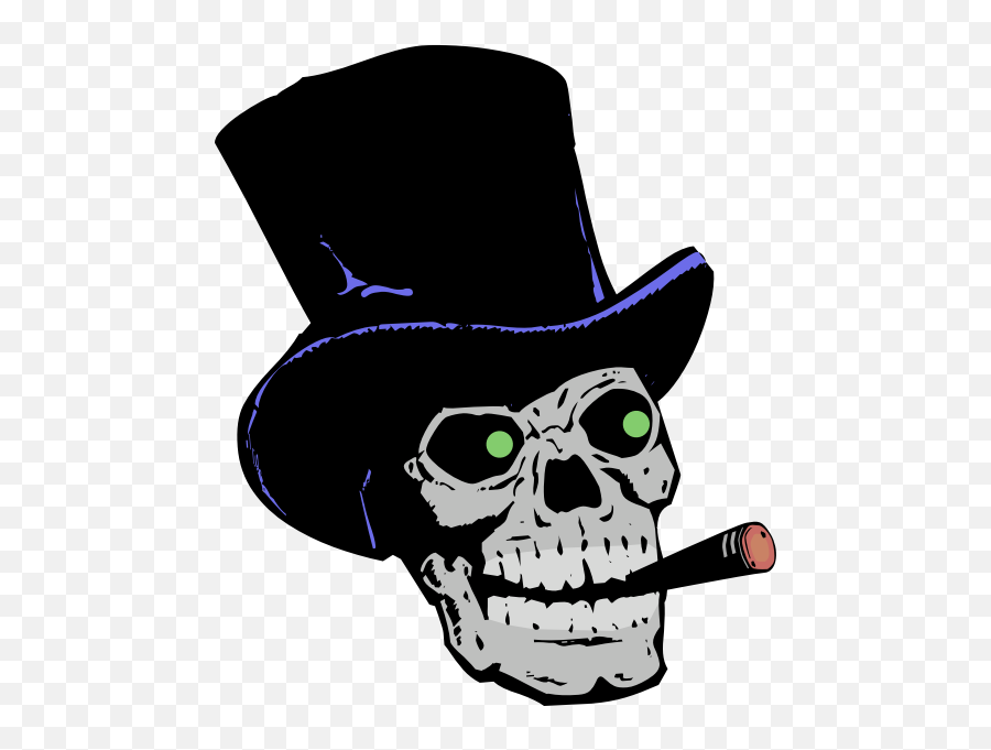 Skull With Top Hat And Cigar - Clipart Skull With Cowboy Hat Emoji,Skull Water Skull Emoji