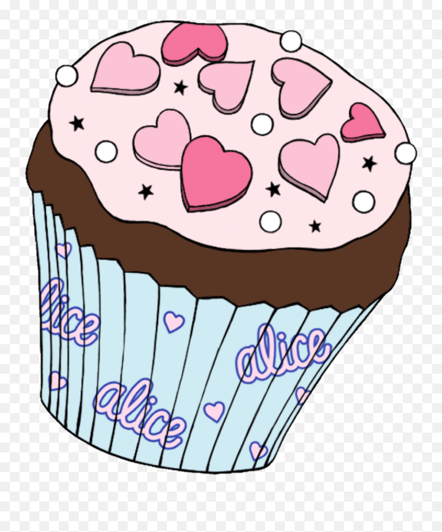 Cupcake Cake Alice Candy Star Teatime Heart Love Sweet - Clip Art Emoji,Emoji Cupcake Cake