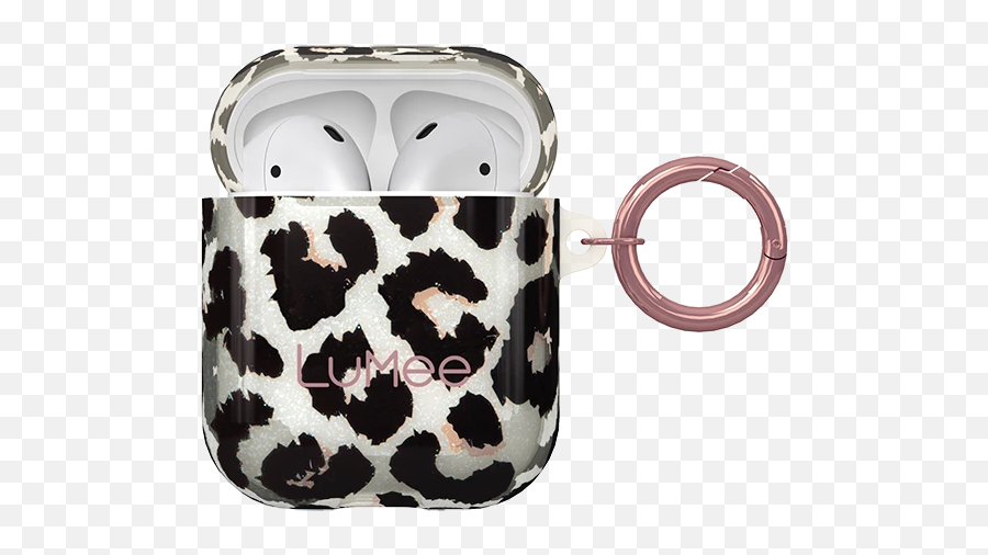 Leopard Glitter Airpods Cases With Ring Clip Lumee - Lumee Airpod Case Emoji,Skull Emoji Facebook