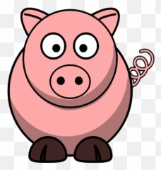 Vector Drawing Of Cartoon Pig With Twisted Tail - Pig Clipart Transparent Background Emoji,Piglet Emoticon