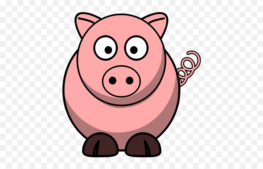 Vector Drawing Of Cartoon Pig With Twisted Tail - Pig Clipart Transparent Background Emoji,Piglet Emoticon