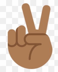 Victory Hand Emoji With Medium - Peace Sign Black