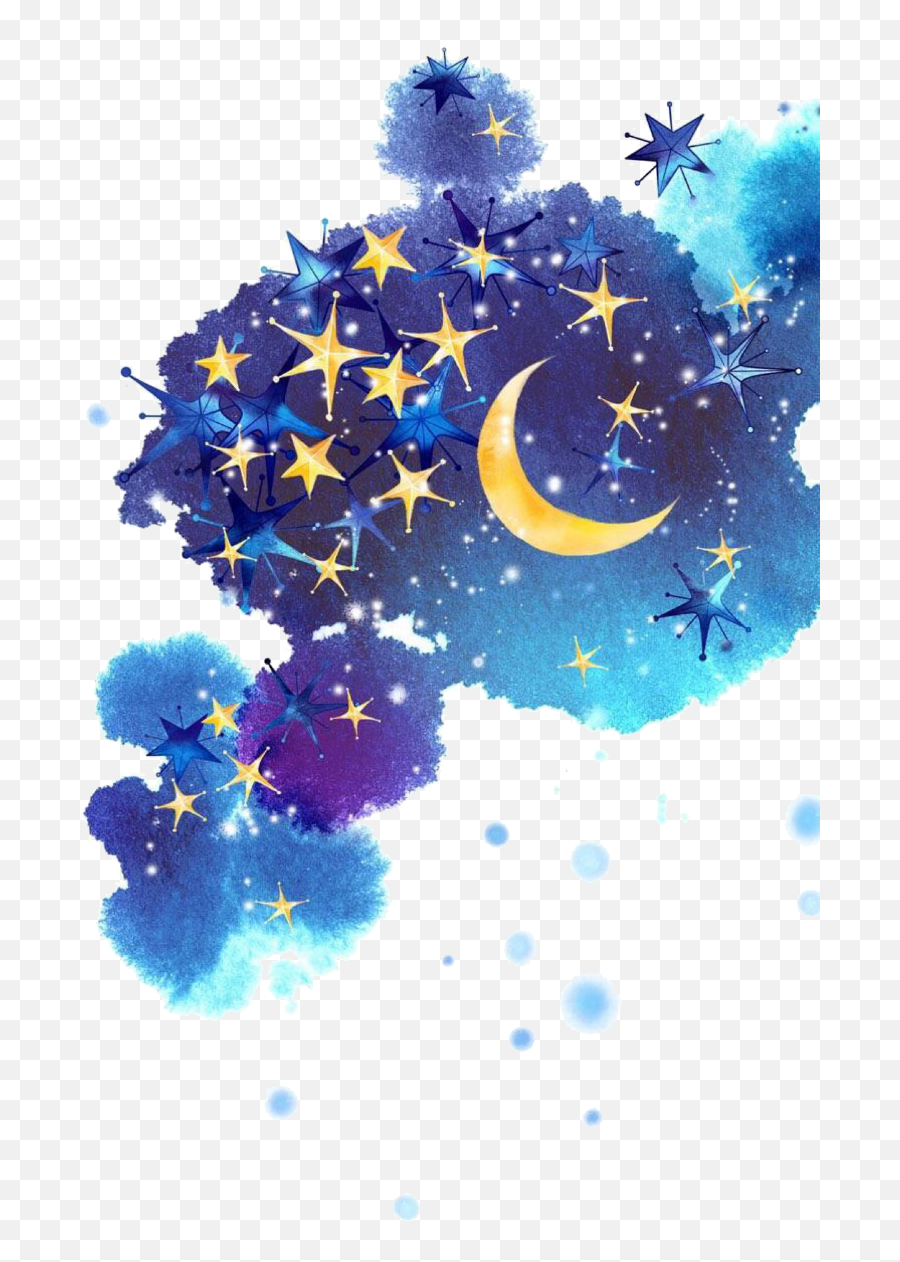 Download Hd Report Abuse - Moon And Star Watercolor Transparent Background Moon And Stars Png Emoji,Moon And Stars Emoji