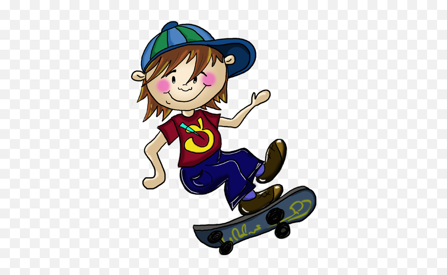 Young Skater Kids Decal - Tenstickers Cartoon Emoji,Skateboarding Emoji