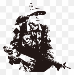 Wall decal Army Soldier Military - Black and white hand Soldado Blanco Y Negro Emoji