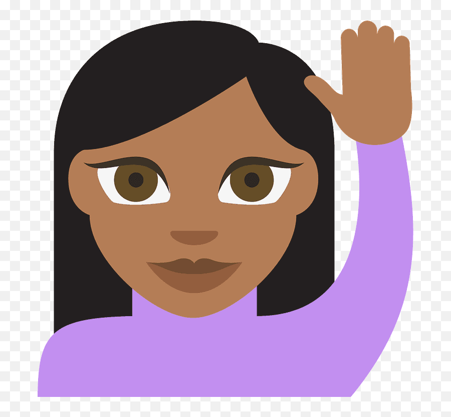 Person Raising Hand Emoji Clipart Free Download Transparent - Raising One Hand Cartoon,Eyebrow Raised Emoji