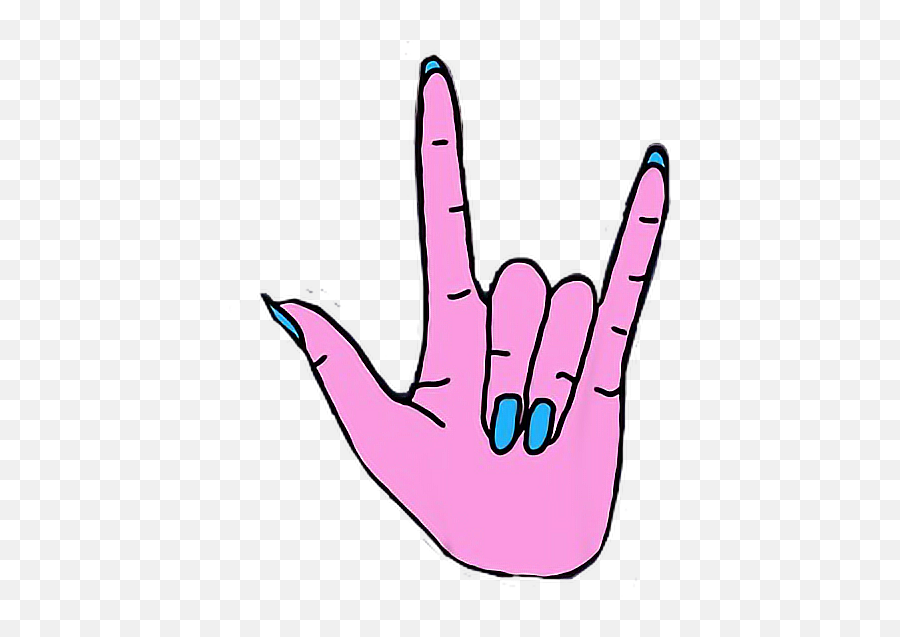 Sticker Rock Yes Nails Pink Pastel Art Aesthetic - Aesthetic Rock Hand Sign Emoji,Rock Hand Sign Emoji