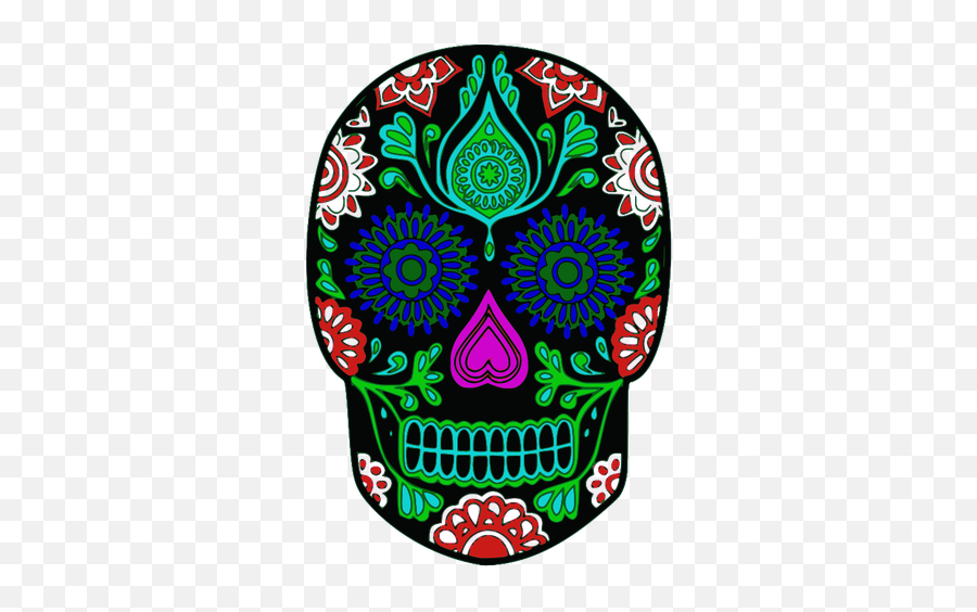 Flowery Skull - Calaveras In Mexico Day Of The Dead Emoji,Sugar Skull Emoji