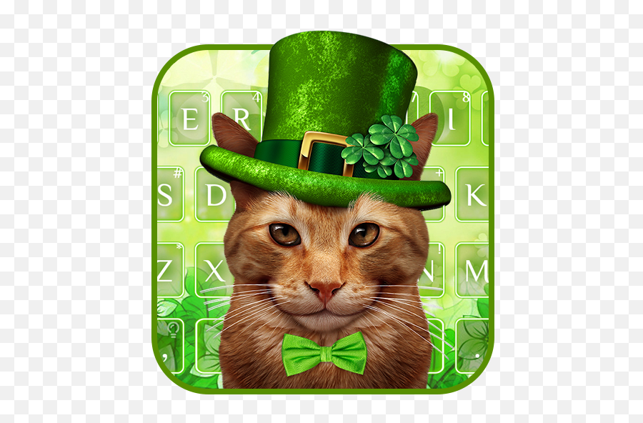 Lucky Clover Cat Keyboard Theme - Saint Day Cat Vector Emoji,Leprechaun Emoticons