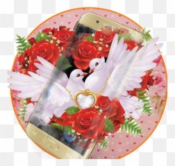 Red Rose Pigeon Heart Theme - Love Wallpaper Apps en Dove With Ring For Wedding Emoji
