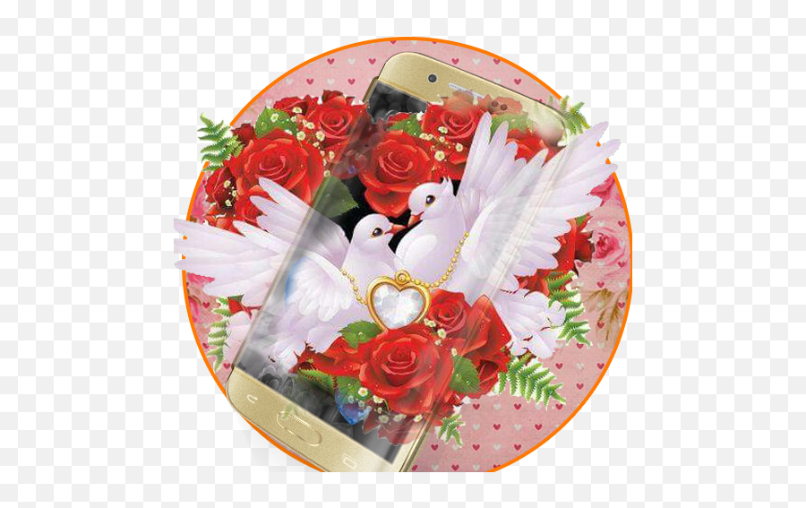 Red Rose Pigeon Heart Theme - Love Theme Wallpaper Apps En Dove With Ring For Wedding Emoji,Revolving Heart Emoji