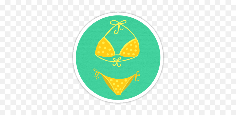 Yellow Polka Dot Bikini On Mintu0027 Sticker By Cat Coquillette - Bikini Emoji,Swimsuit Emoji