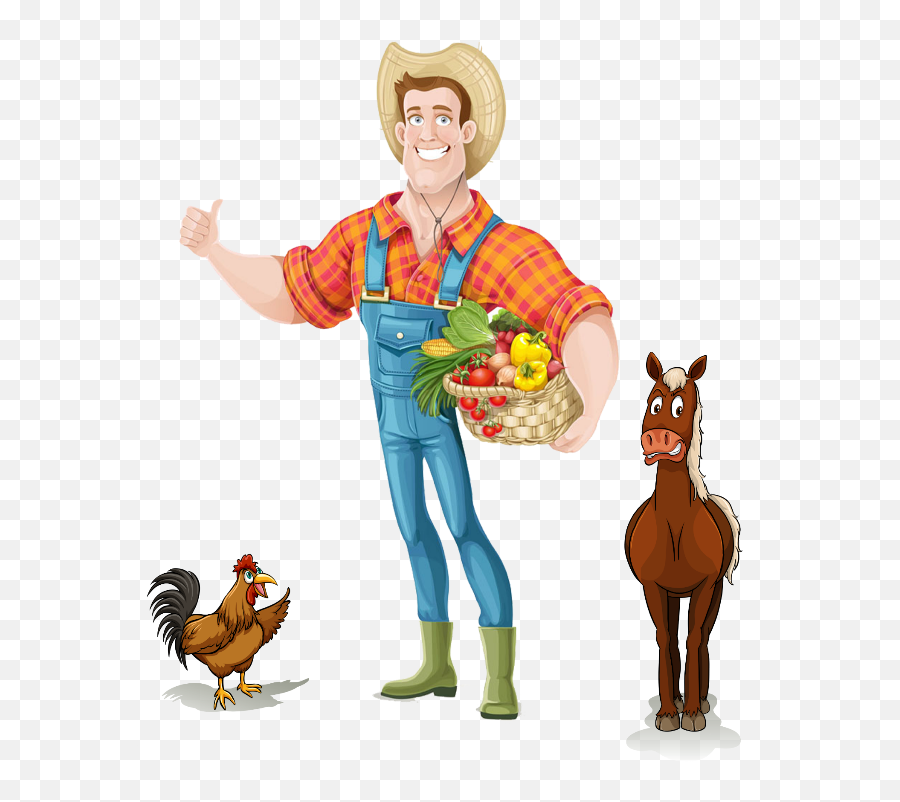 Farmer Farm Rooster Man Horse Ftestickers Animal - Transparent Background Farmer Clipart Emoji,Farm Emoji