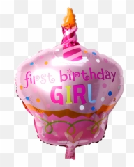 First Birthday Girl Cupcake Foil Balloon - 26 Inches Balloon Emoji,Emoji Balloons