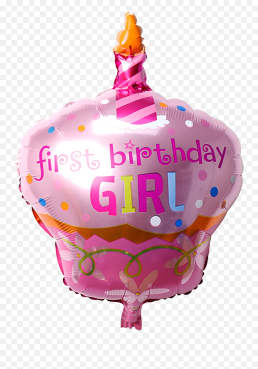 First Birthday Girl Cupcake Foil Balloon - 26 Inches Balloon Emoji,Emoji Balloons
