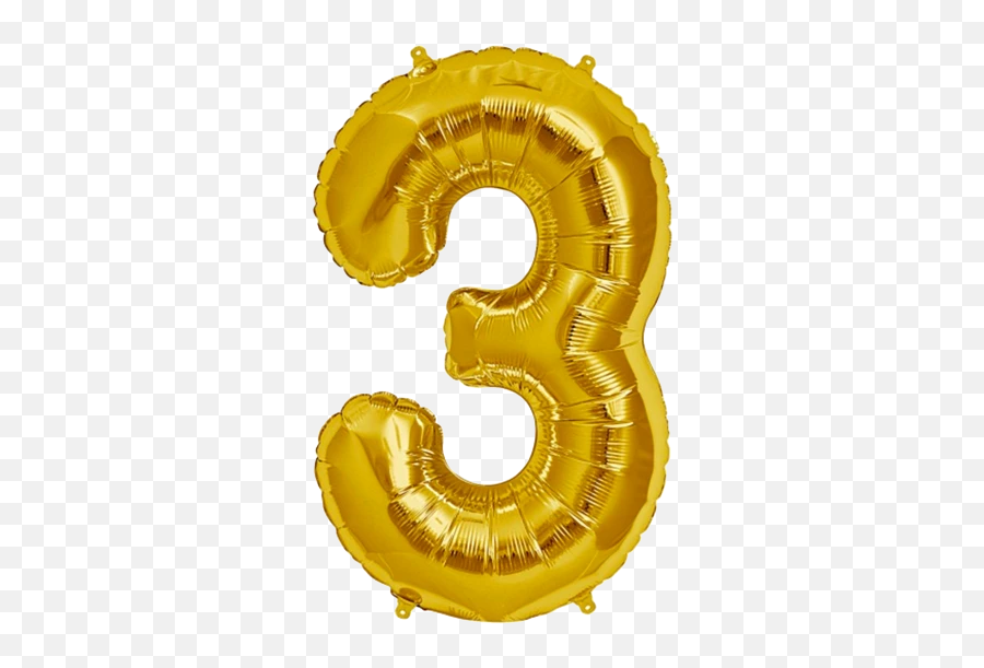 Number Three 3 Jumbo Gold Foil Balloon - Number 3 Foil Balloon Emoji,Birthday Balloon Emoji