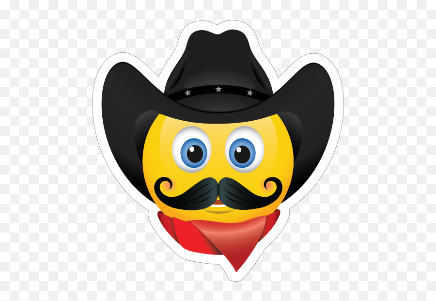 Cute Cowboy With Bandana Black Hat And Mustache Emoji Sticker - Black Cowboy Emoji,Mustache Emoji