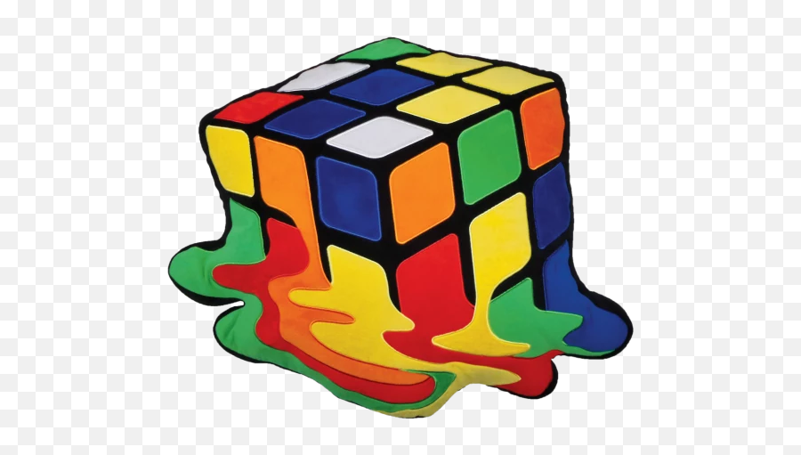 Rubiks Cube Embroidered Pillow - Melting Rubixs Cube Drawing Emoji,Rubik's Cube Emoji