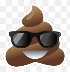 Sunglasses Poop Emoji Sticker - With