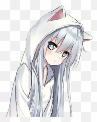 Beautiful Hoodie Cute Anime Girl Drawings Emoji,Catgirl Emoji