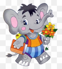 Cartoon Animals With School Bag - Animals At School Clipart Emoji,Elephant Emoticon
