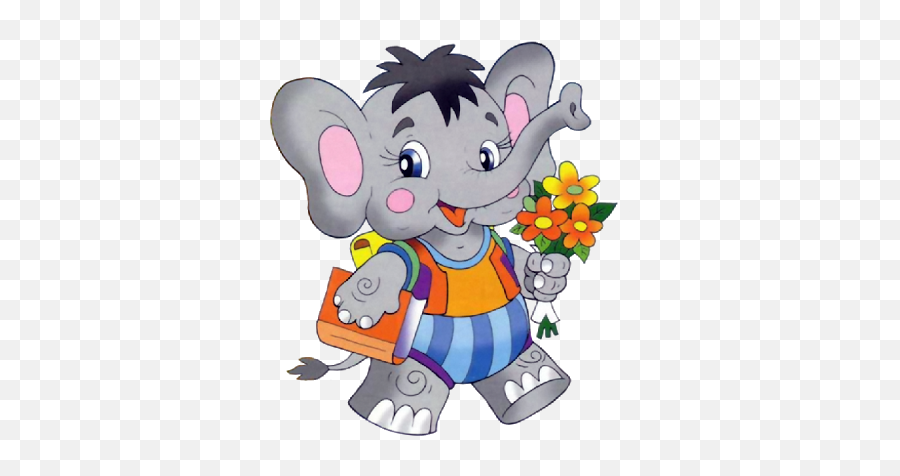 Cartoon Animals With School Bag - Animals At School Clipart Emoji,Elephant Emoticon