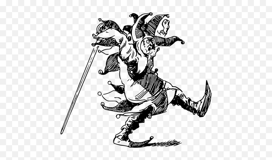 Vector Clip Art Of Guy With A Sword In A Jester Suit - Jester Png Emoji,Roller Skate Emoji