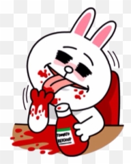 Cony Licking Ketchup Sadistically - Brown And Cony Gif Emoji,Ketchup Emoji