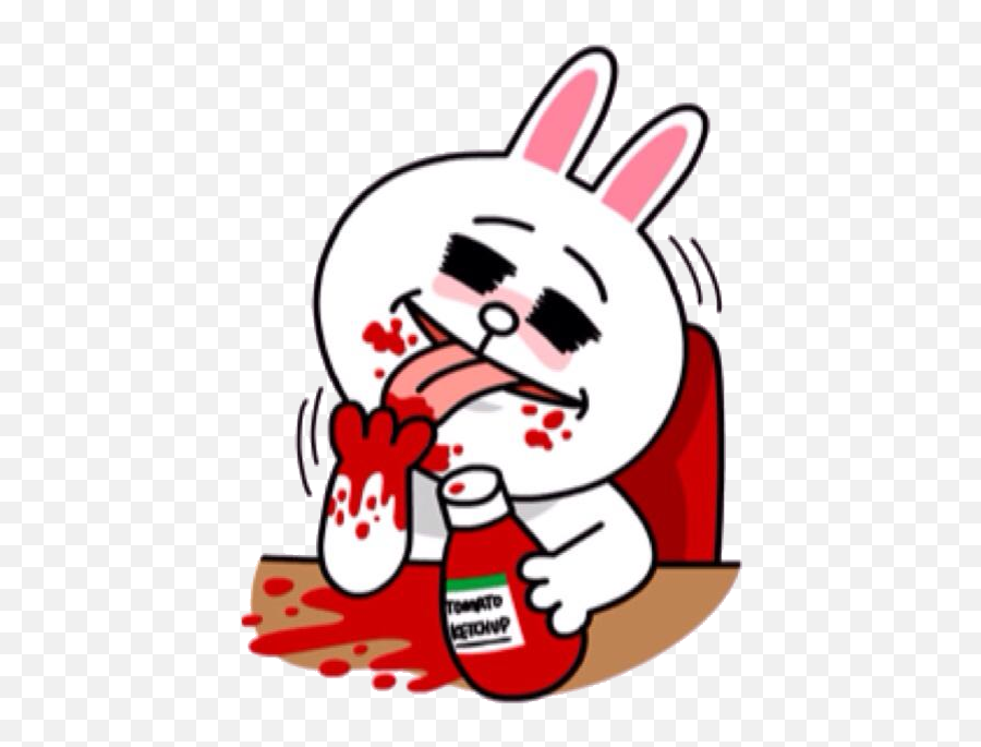 Cony Licking Ketchup Sadistically - Brown And Cony Gif Emoji,Ketchup Emoji
