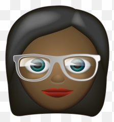 Black Hair With Glasses - Illustration Emoji,Black Santa Emoji