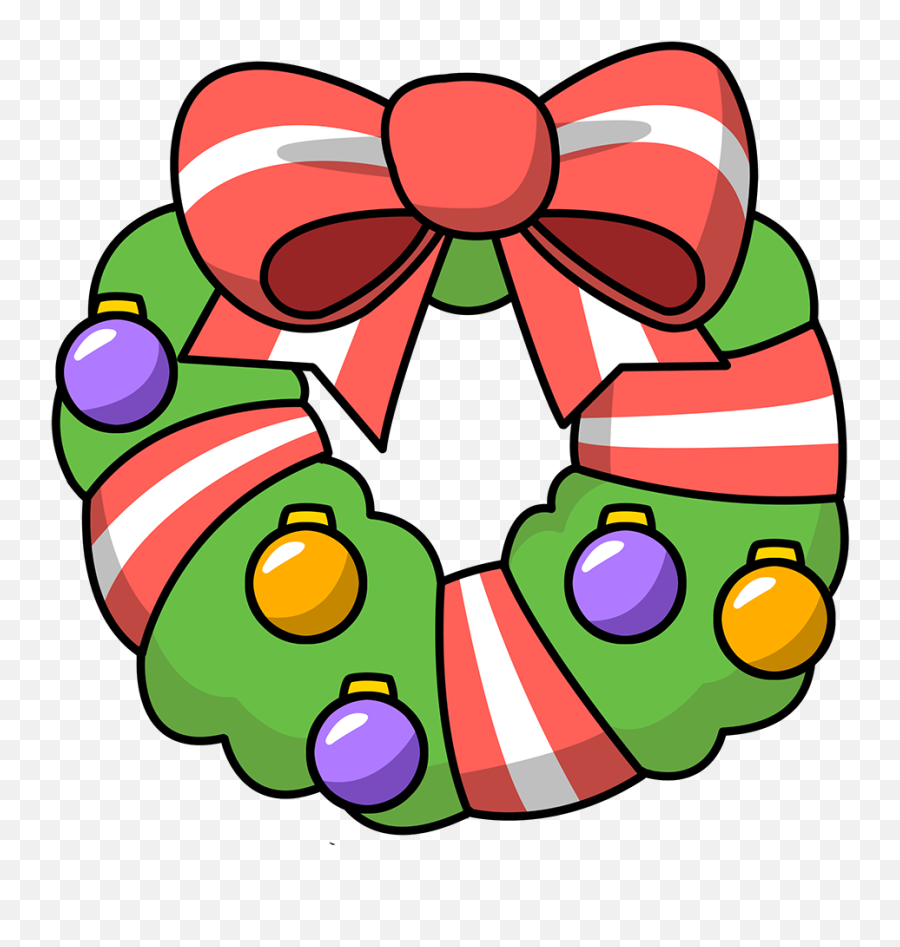 Free Christmas Pictures Cartoon - Cartoon Christmas Wreath Clipart Emoji,Free Christmas Emoticons