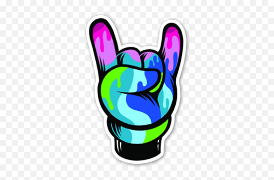 Mickey Rock Hand Colorful Sticker - Sticker Mania Mickey Mouse Rock Hand Emoji,Hand And Kiss Emoji