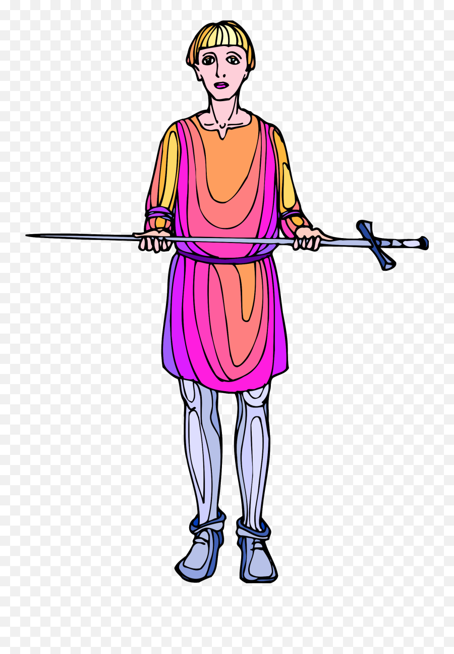 Squire Bearing Large Sword In Colorful Clothes Vector - Shakespeare Characters Old Emoji,Massage Emoji