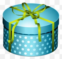 Blue Round Present With Bow Clipart - Clipartix Round Gift Box Png Emoji,Emoji Birthday Presents