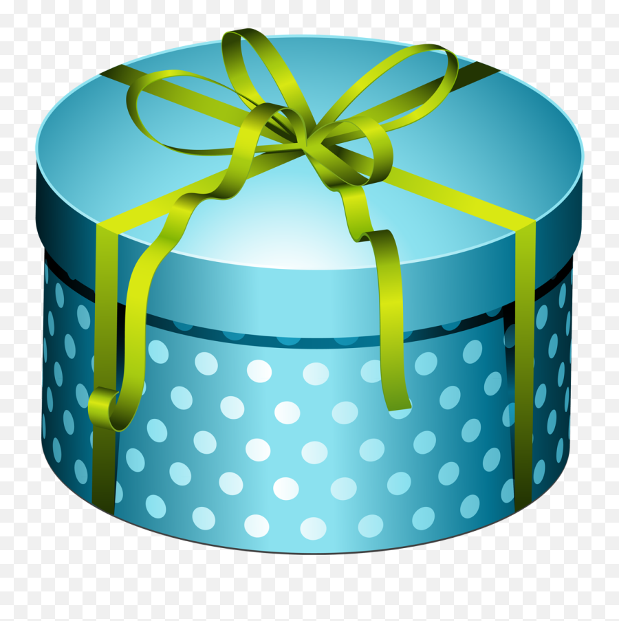 Blue Round Present With Bow Clipart - Clipartix Round Gift Box Png Emoji,Emoji Birthday Presents