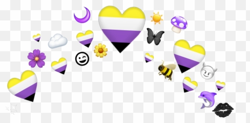 nonbinary enby Sticker Ana the trashbin - Nonbinary Heart Crown Transparent Emoji