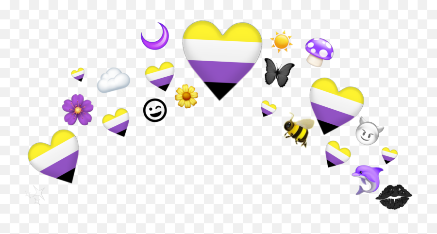 Nonbinary Enby Nb Sticker By Ana The Trashbin - Nonbinary Heart Crown Transparent Emoji,Lesbian Sign Emoji