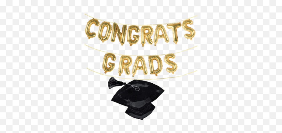 Congrats Grads Banner Set With Giant Graduation Cap Balloon - Gold Balloons Congrats Grad Emoji,Graduation Cap Emoji