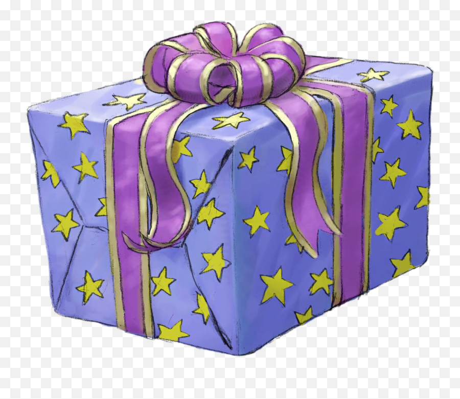 Present Gift Purple Lilac Stars - Gift Emoji,Emoji Birthday Presents