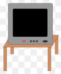 Vector Clip Art Of Television Receiver - Transparent Background Table Clipart Emoji