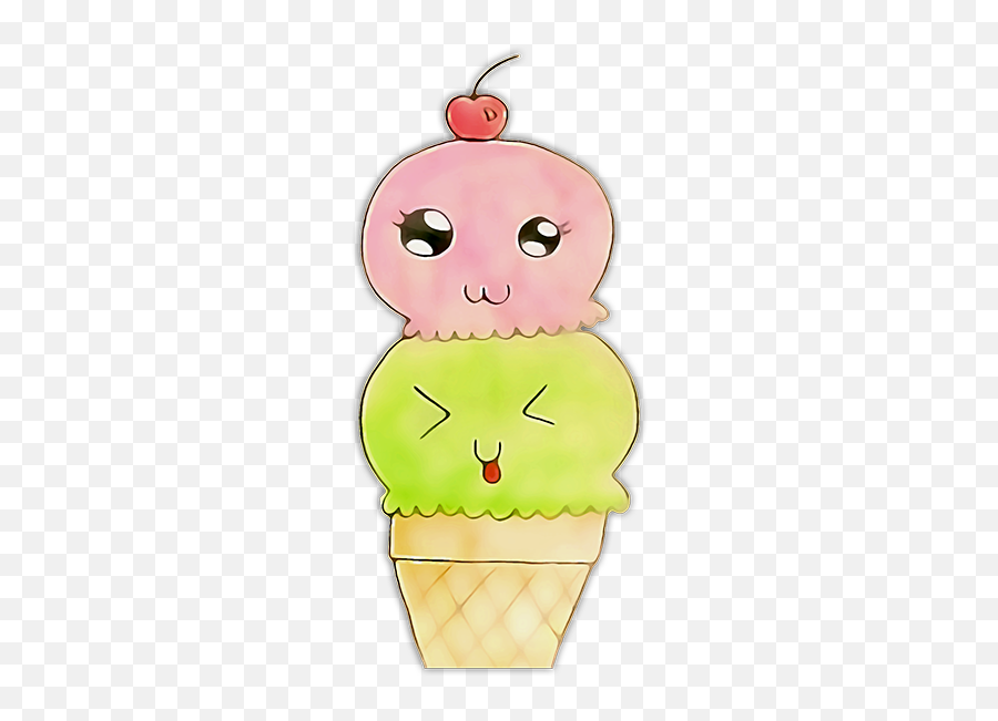 Kawaii Ice Cream U0026 Cake By Heriberto Gomez - Cartoon Emoji,Emoji Ice Cream Cake