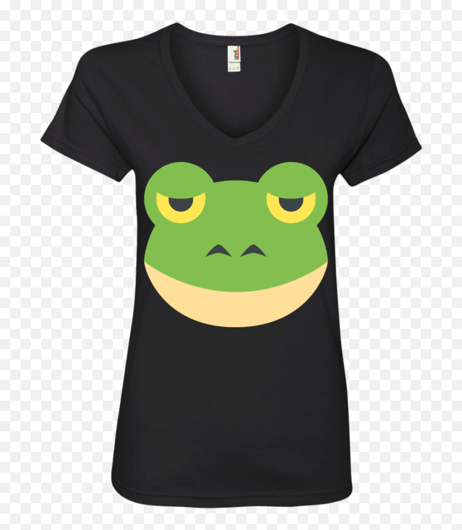 Frog Face Emoji Ladies V Neck T Shirt,Frog Face Emoji