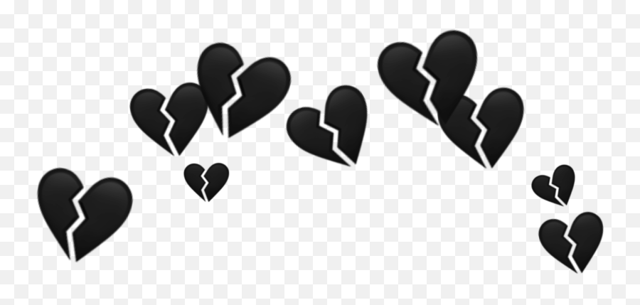 Black Broken Heart Crown Emojis - Transparent Background Heart Crown Png,Black Broken Heart Emoji