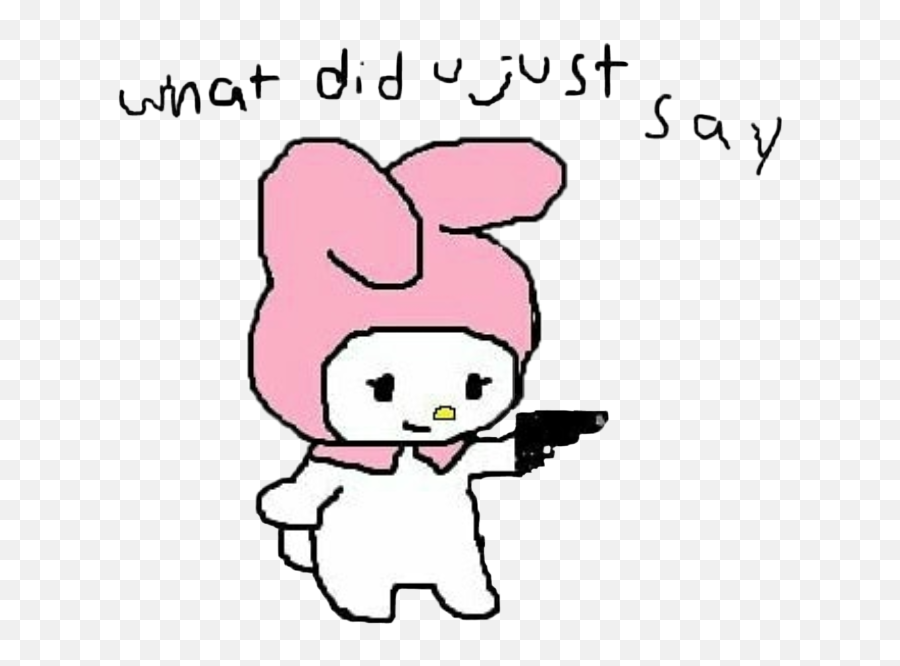 Cute Kawaii Mymelody Sanrio Pink Gun Edgy Funny Meme - My Melody Cursed Emoji,Gun To The Head Emoji