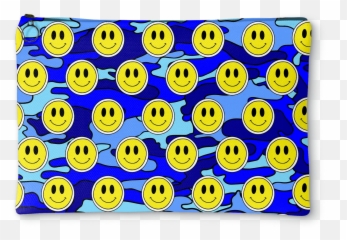Happy Face Blue Camo Accessory Pouch - Shower Curtain Emoji,Volleyball Emoticon