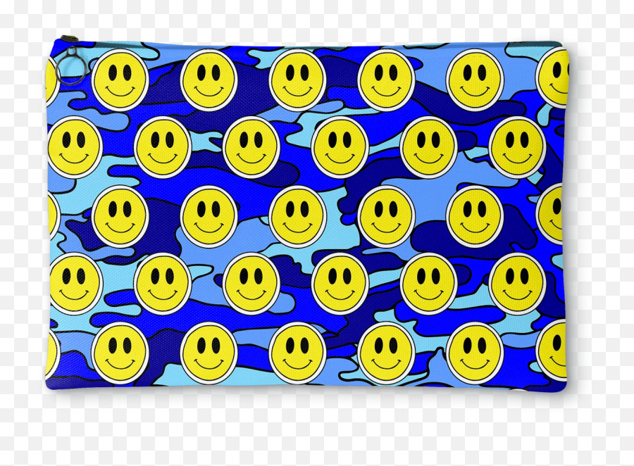 Happy Face Blue Camo Accessory Pouch - Shower Curtain Emoji,Volleyball Emoticon