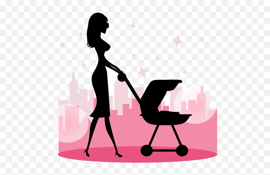 Woman With Baby Carriage Silhouette - Anne Bebek Emoji,Girl Lipstick Dress Emoji