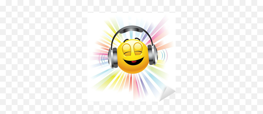 Smiling Ball Listening To Music Sticker - Smiley Face Listening To Music Emoji,Emoji Listening To Music